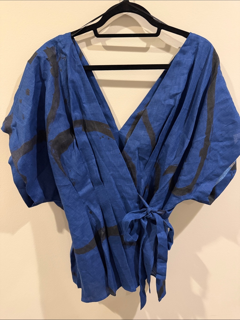 Rachel Comey Navy Blue on Black Wrap Blouse